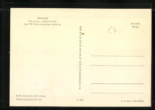 AK Bitterfeld, Kulturpalast Wilhelm Pieck des VEB Elektrochemisches Kombinat