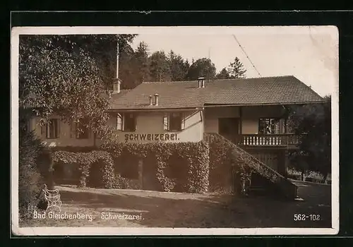 AK Bad Gleichenberg, Gasthaus Schweizerei von der Strasse gesehen