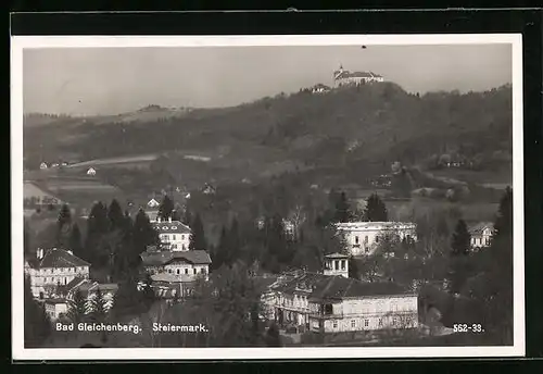 AK Bad Gleichenberg, Ortsansicht mit Fernblick auf`s Schloss