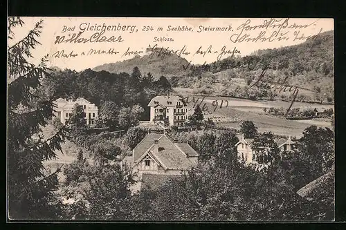 AK Bad Gleichenberg, Ortspartie mit Blick zum Schloss