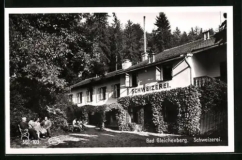 AK Gleichenberg, Schweizerei mit Besuchern auf Bänken