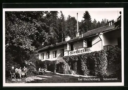 AK Gleichenberg, Schweizerei mit Grünanlage und Gästen