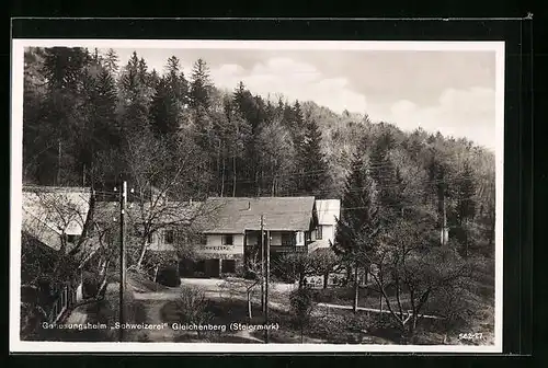 AK Gleichenberg, Genesungsheim Schweizerei vom Wald umgeben