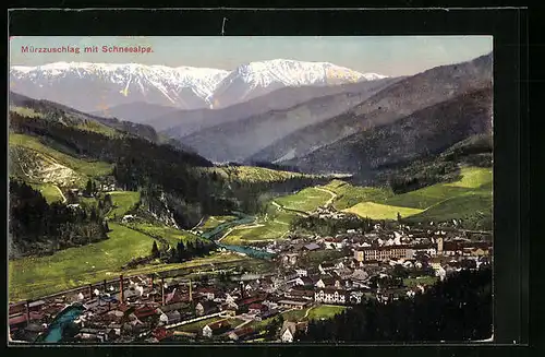 AK Mürzzuschlag, Teilansicht mit Schneealpe