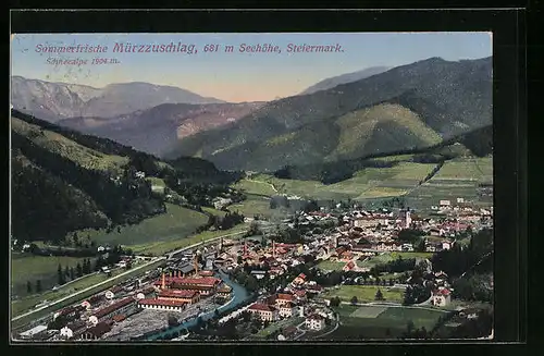 AK Mürzzuschlag, Teilansicht mit Schneealpe