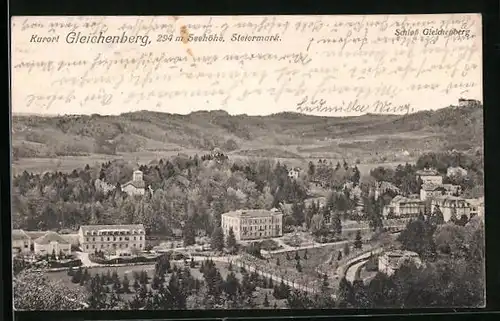 AK Gleichenberg, Panorama mit Schloss Gleichenberg