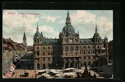 AK Graz, Rathaus mit Herrengasse