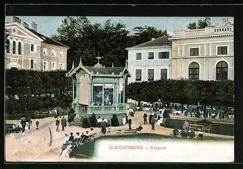 AK Bad Gleichenberg, Kurpark mit Pavillon und Kurhaus