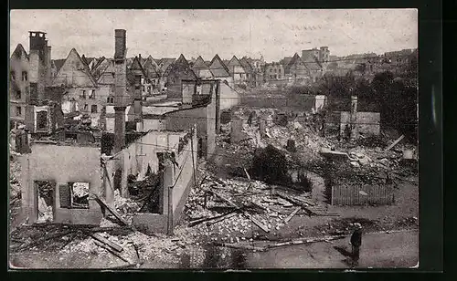 AK Donaueschingen, Der Ort nach dem Brand am 5.8.1908