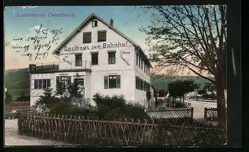 AK Calmbach b. Wildbad, Gasthaus zum Bahnhof
