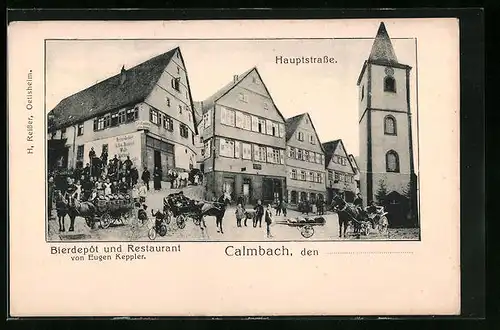 AK Calmbach b. Wildbad, Bierdepot und Restaurant von Eugen Keppler, Hauptstrasse