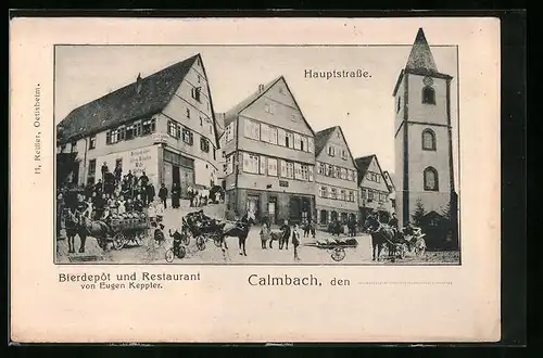 AK Calmbach b. Wildbad, Bierdepot und Restaurant von Eugen Keppler, Hauptstrasse