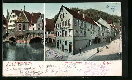 AK Calw, Gasthof zum Rössle, Nikolaus Kapelle