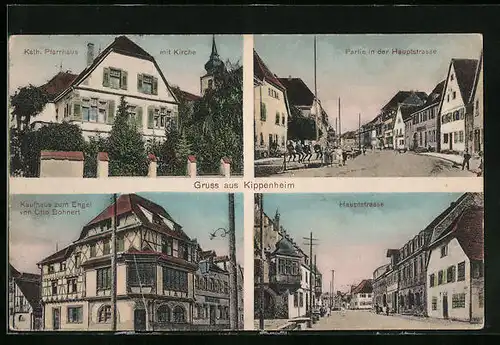 AK Kippenheim, Kaufhaus zum Engel von Otto Bohnert, Kath. Pfarrhaus, Hauptstrasse