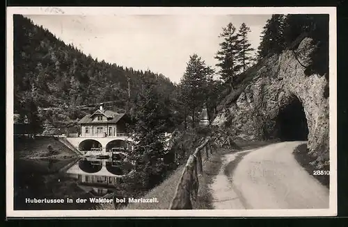 AK Mariazell, Strassenpartie am Hubertussee in der Walster