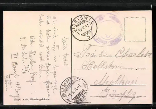 AK Sigriswil, Ortsansicht aus der Vogelschau mit Stockhorn