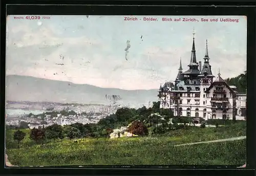 AK Zürich-Dolder, Blick auf Stadt, See, Uetliberg