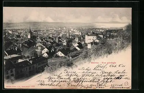 AK Bienne, Vue générale, Ort aus der Vogelschau