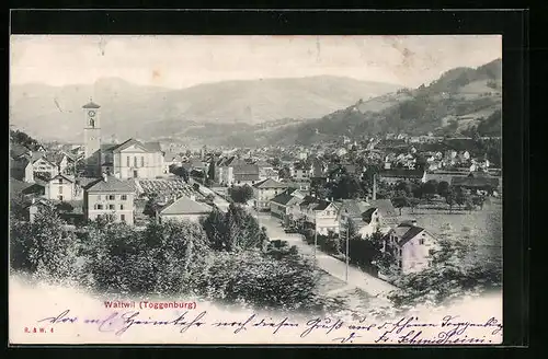 AK Wattwil /Toggenburg, Ort mit Kirche aus der Vogelschau
