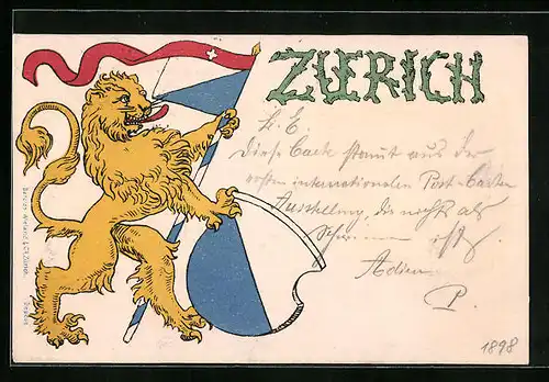 AK Zürich, Wappen mit Löwe