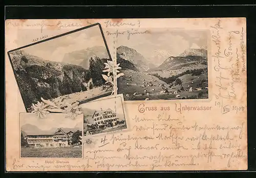 AK Unterwasser, Hotel Sternen, Alp Laui, Panorama