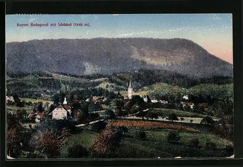 AK Radegund, Ortsansicht mit Schöckel