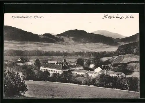 AK Mayerling, Karmeliterinnen-Kloster aus der Vogelschau