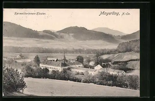 AK Mayerling, Karmeliterinnen-Kloster aus der Vogelschau