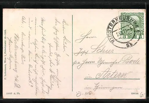 AK Klosterneuburg, Ortsansicht mit Augustiner Chorherrenstift und K.k. Pionier-Kaserne