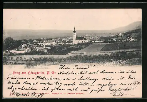 AK Königstetten, Gesamtansicht mit Feldern