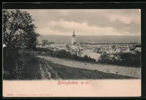 AK Königstetten, Ortsansicht von Feldweg aus