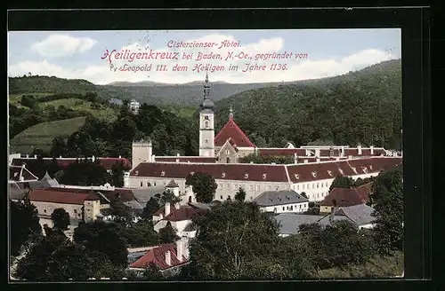 AK Baden, Cistercienser-Abtei Heiligenkreuz aus der Vogelschau