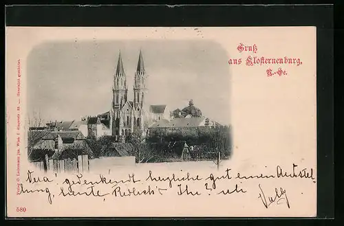 AK Klosterneuburg, Teilansicht mit Kirche