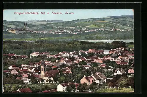 AK Lang-Enzersdorf, Ort mit Kirche aus der Vogelschau