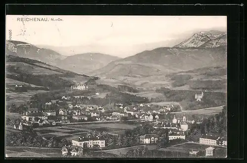 AK Reichenau, Ort mit Bergpanorama