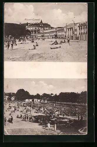 AK Baden /Wien, Thermal-Strandbad mit Badegästen