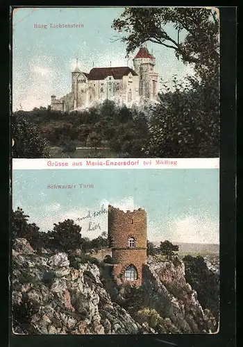 AK Maria-Enzersdorf /Mödling, Burg Lichtenstein, Schwarzer Turm