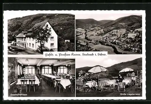 AK Seebach /Schwarzwald, Gasthaus und Pension Krone, Grosse Liegeterrasse