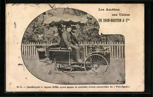 AK Les Ancetres aus USines de Dion-Bouton & Cie, Quadricycle à vapeur