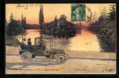 Künstler-AK Landaulet, 15 HP de Dion-Bouton