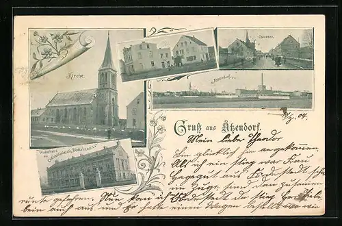 AK Atzendorf, Kirche, Chaussee, Wohnhaus des Oekonomierath Böckelmann