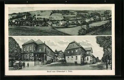 AK Ottendorf /Thür., Gasthof zum Hirsch, Panorama