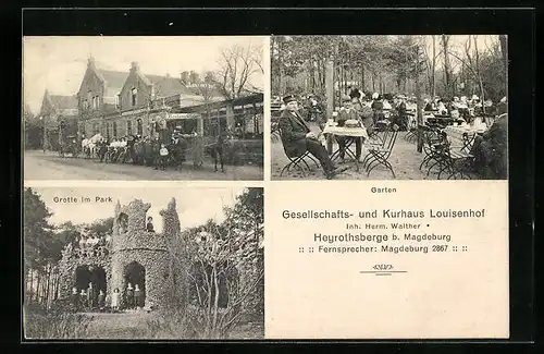AK Heyrothsberge b. Magdeburg, Kurhaus Louisenhof, Grotte im Park