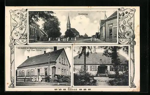 AK Güsen, Bäckerei v. Carl Peine, Breiteweg, Försterei