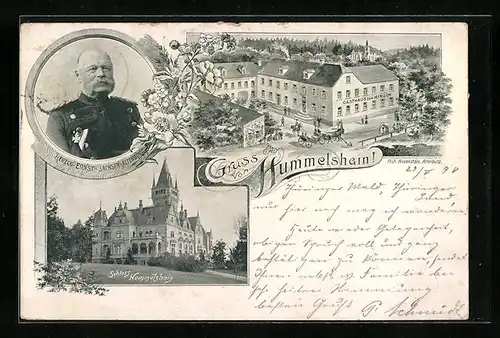 AK Hummelshain, Gasthaus zum Hirsch, Schloss Hummelshain, Herzog Ernst von Sachsen-Altenburg