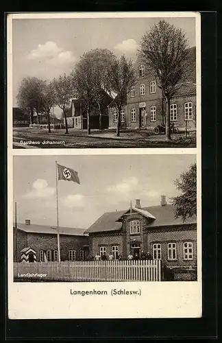 AK Langenhorn /Schleswig, Gasthaus Johannsen, Landjahrlager