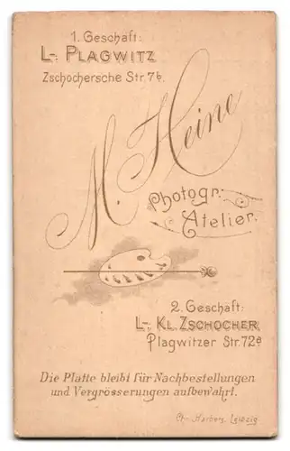 Fotografie M. Heine, Leipzig-Plagwitz, Zschochersche Str. 7b, Portrait Herr mit Schnauzbart & Naturgelocktem Haar