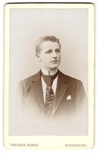 Fotografie Theodor Höhne, Magdeburg, Junger Herr im Anzug mit Krawatte