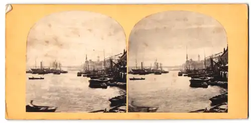 Stereo-Fotografie unbekannter Fotograf, Ansicht London, Blick über die Themse auf die London Bridge