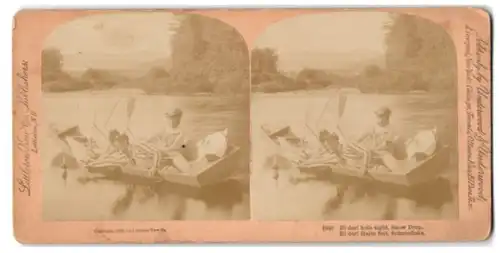 Stereo-Fotografie Littleton View Co., Littleton / N.H., zwei Leute mit Balckfacing als afrikanische Volkstypen Pyjamas